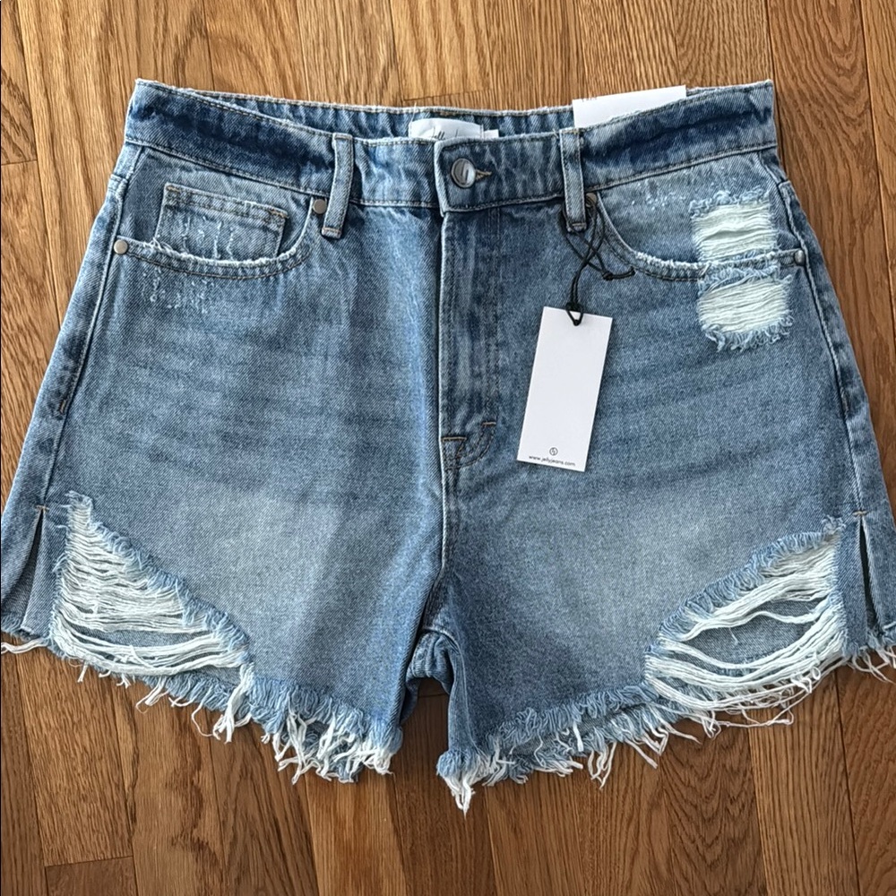 Jelly Beans Blue Jean Shorts Distressed Frayed Hem